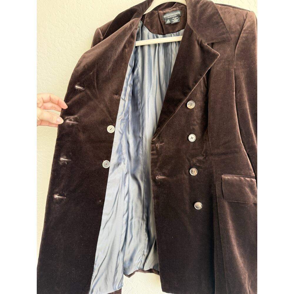 Vintage J Peterman Co. Brown Velvet Peacoat Womens Sz 8 Double Breasted USA Made - Picture 5 of 14